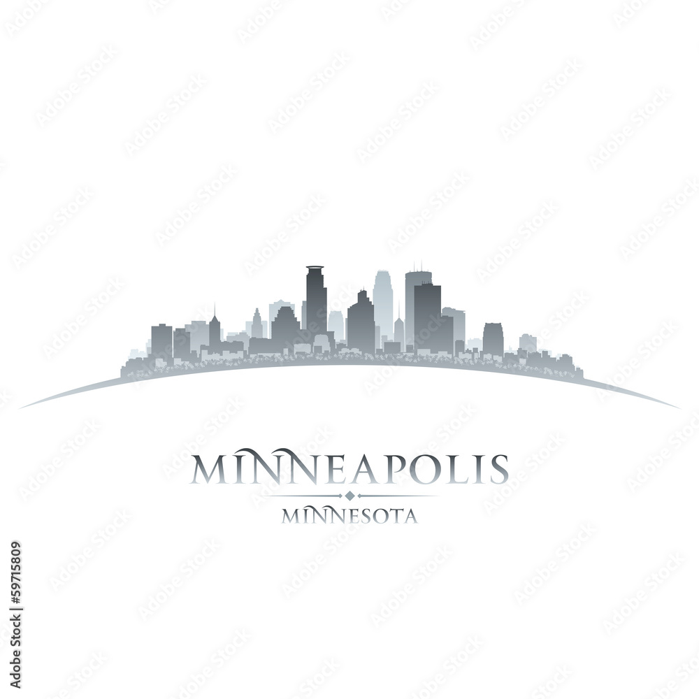 Naklejka premium Minneapolis Minnesota city skyline silhouette white background