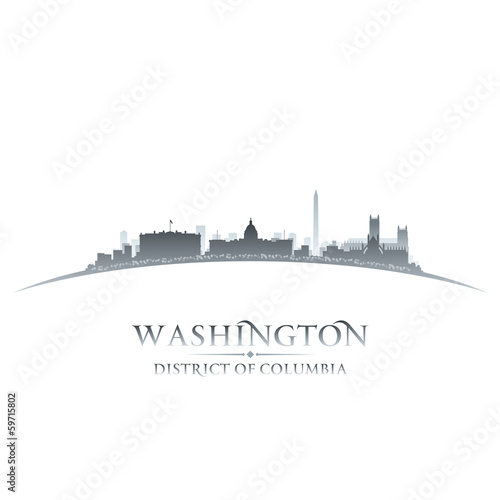 Washington DC city skyline silhouette white background