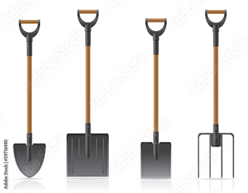 garden tool shovel and pitchfork vector illustration