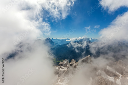 The Dolomites in the clouds