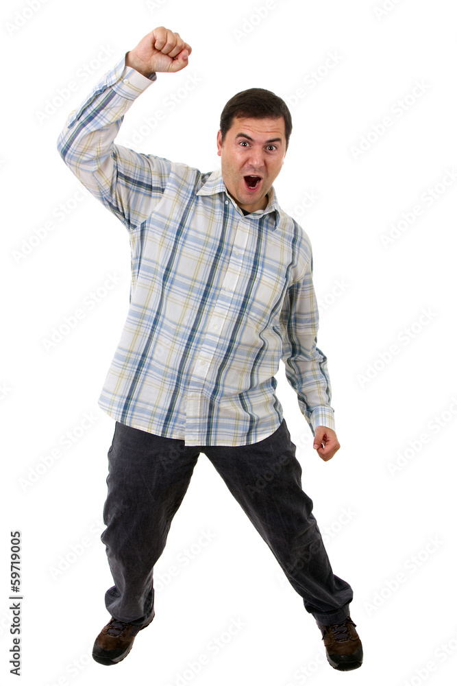 Fototapeta premium young casual man full body in a white background