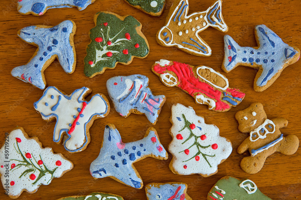 christmas cookies  for boys on the doily- cars, planes, bears,