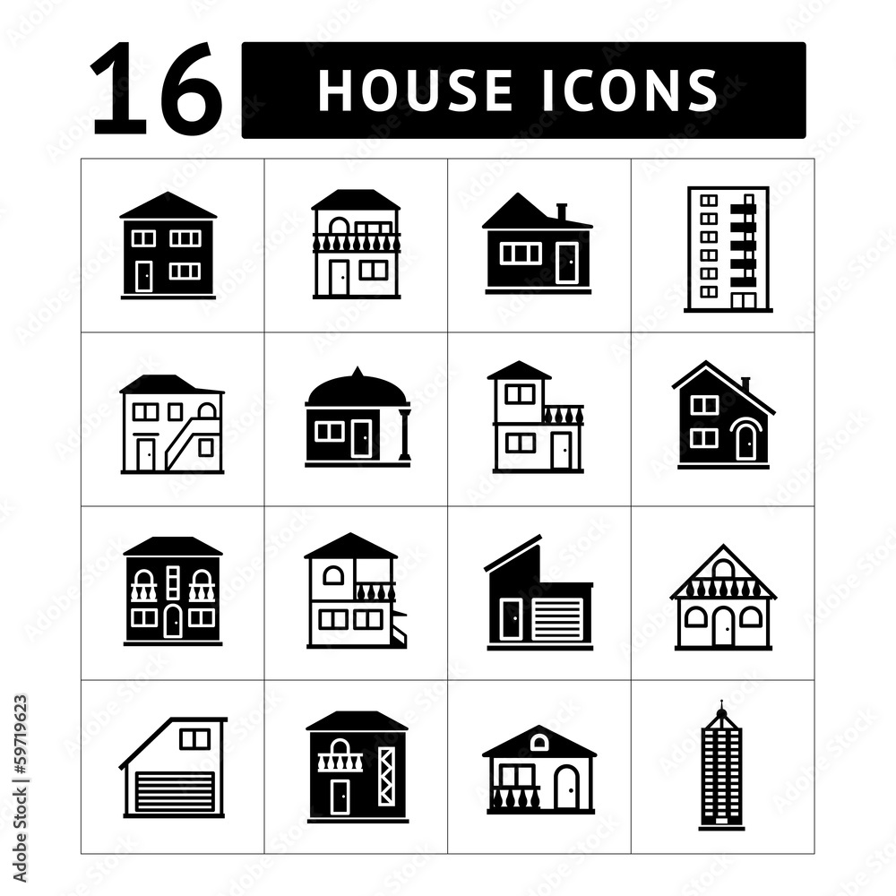 Set of house icons. Real estate and building collection