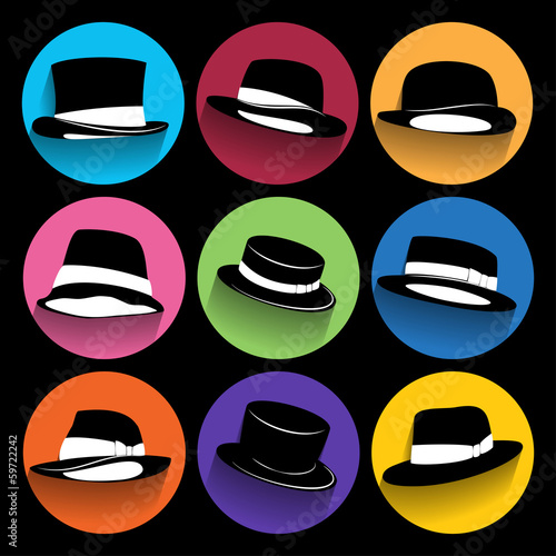 Trendy  hipster  Icons With Long Shadow