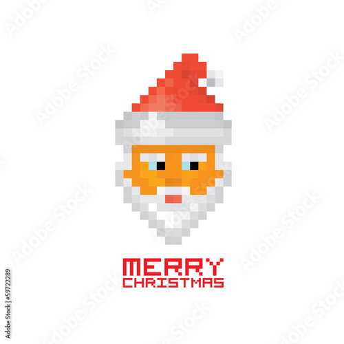 Pixel santa claus with beard and mustache