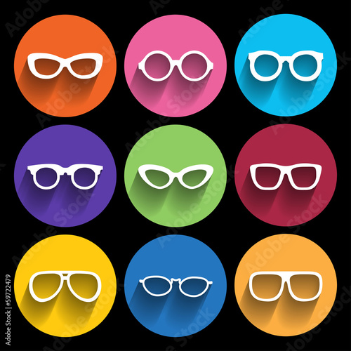 Glasses frame icons. Vector illustration.