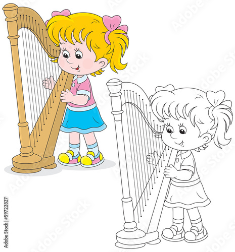 girl playing a harp