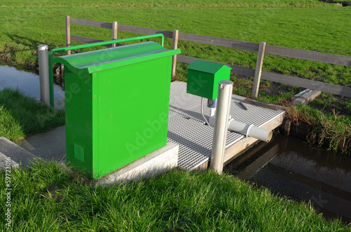 Drainage pumping station in a ditch at Spakenburg, Netherlands.