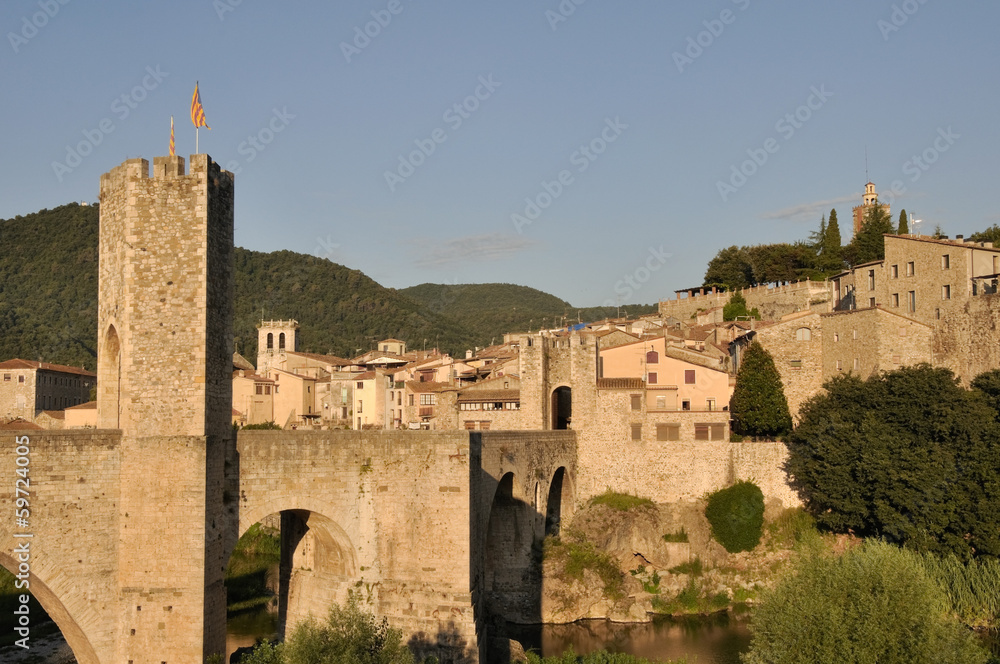 Romanesque bridge at Besalu, Girona, Catalonia (Spain)