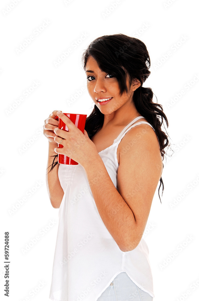 Girl with coffee cup. Girl with coffee cup.