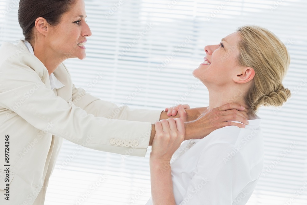 Businesswomen having a violent fight in office Businesswomen having a violent fight in office