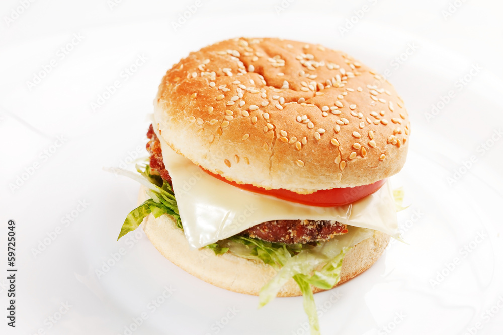 burger on the white burger on the white