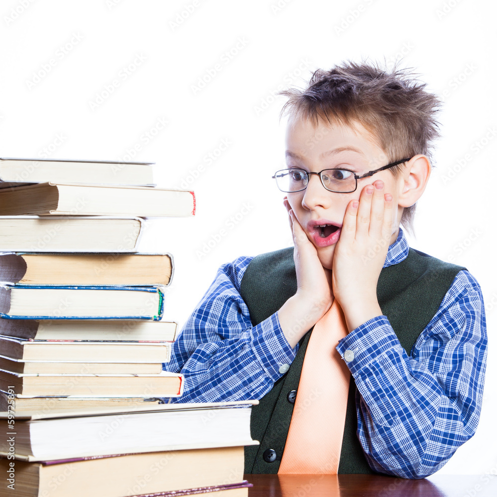 Young boy with books Young boy with books