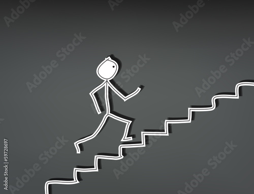 Stick man stairs up