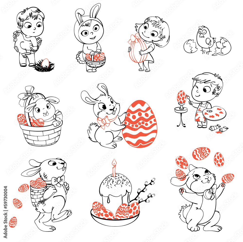 Happy Easter. Coloring book Happy Easter. Coloring book