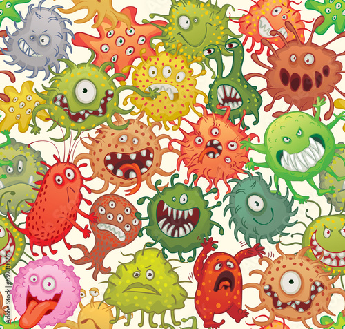 Dangerous microorganisms. Seamless pattern