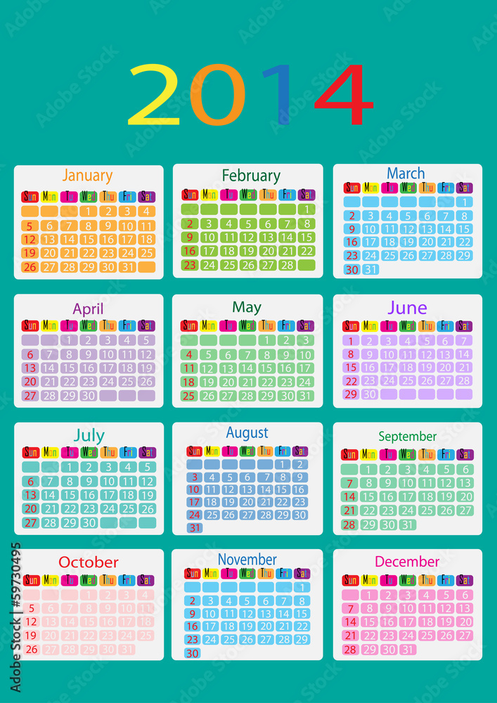 Calendar 2014, vector illustration Calendar 2014, vector illustration