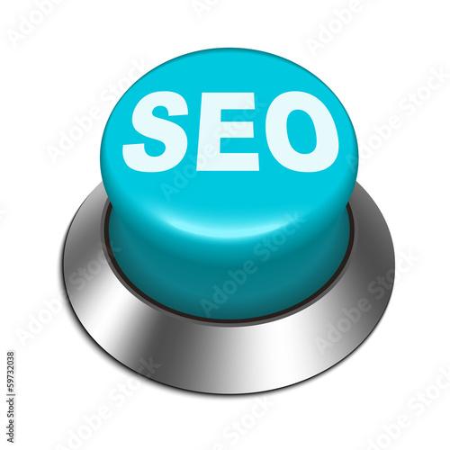 3d illustration of shiny seo (search engine optimization) button