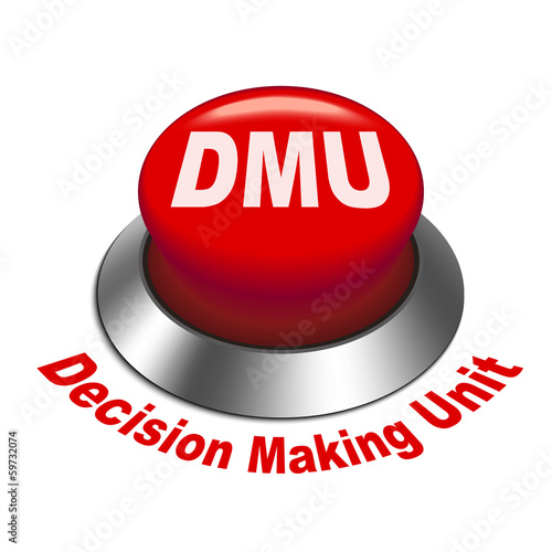 3d illustration of dmu decision making unit button