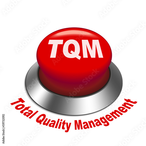 3d illustration of tqm total quality management button