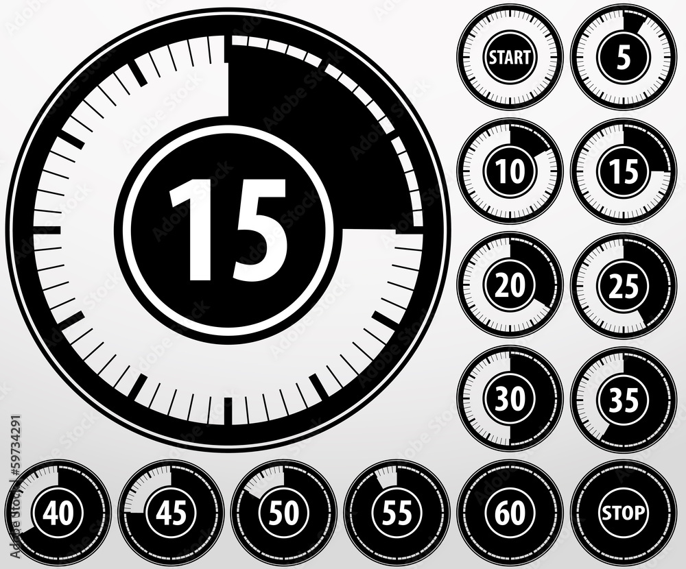Analog timer icons set, vector illustration Stock Vector Adobe Stock