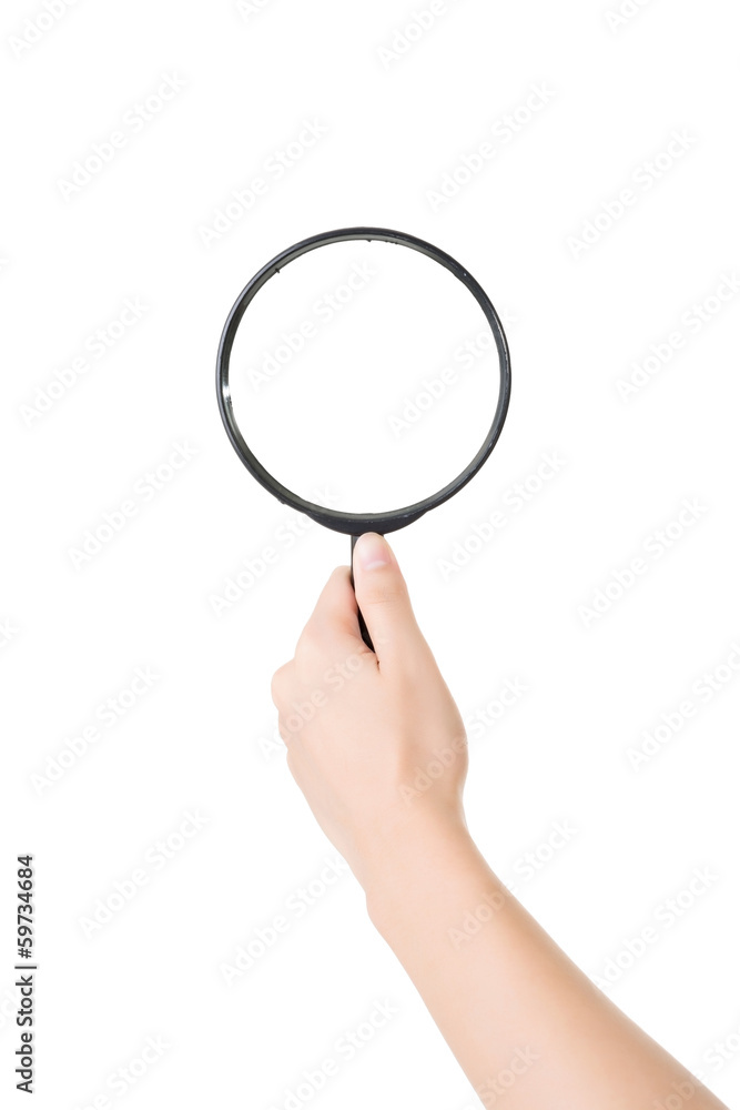 hand holding a magnifying glass