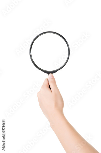 hand holding a magnifying glass