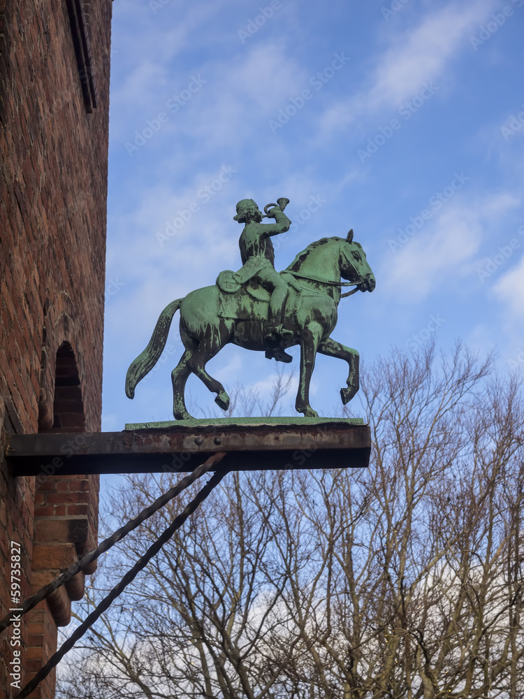 Fototapeta premium Antique post office sign in Esbjerg, Denmark