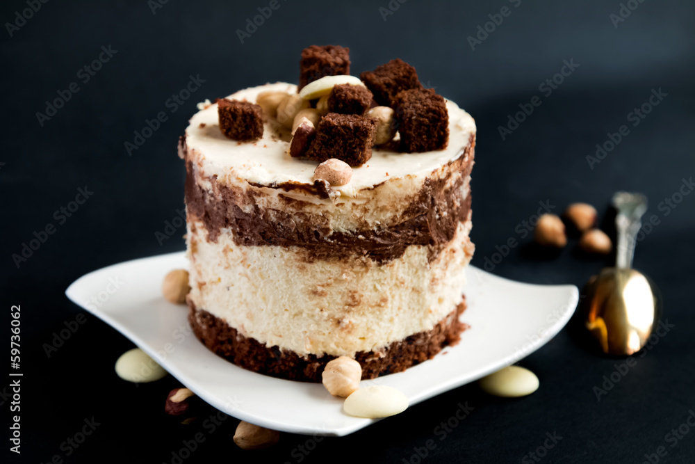 Cake with white and dark chocolate Cake with white and dark chocolate