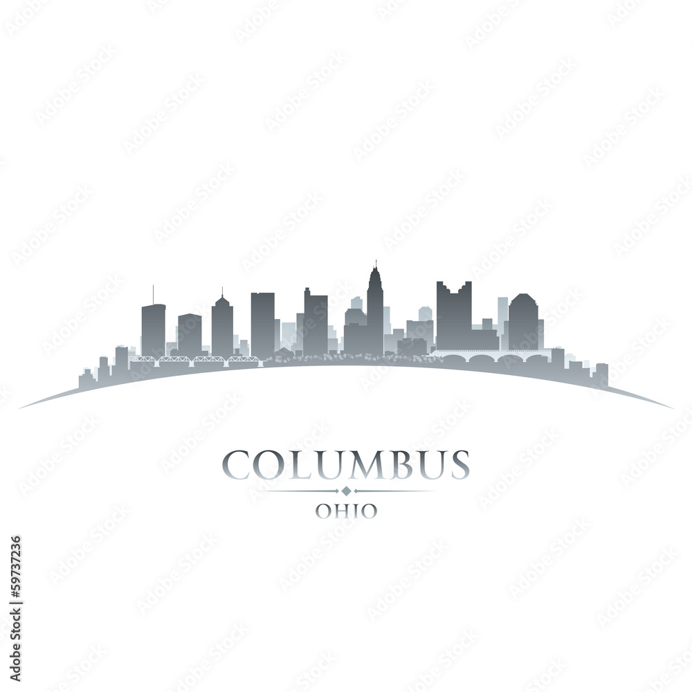 Columbus Ohio city skyline silhouette white background