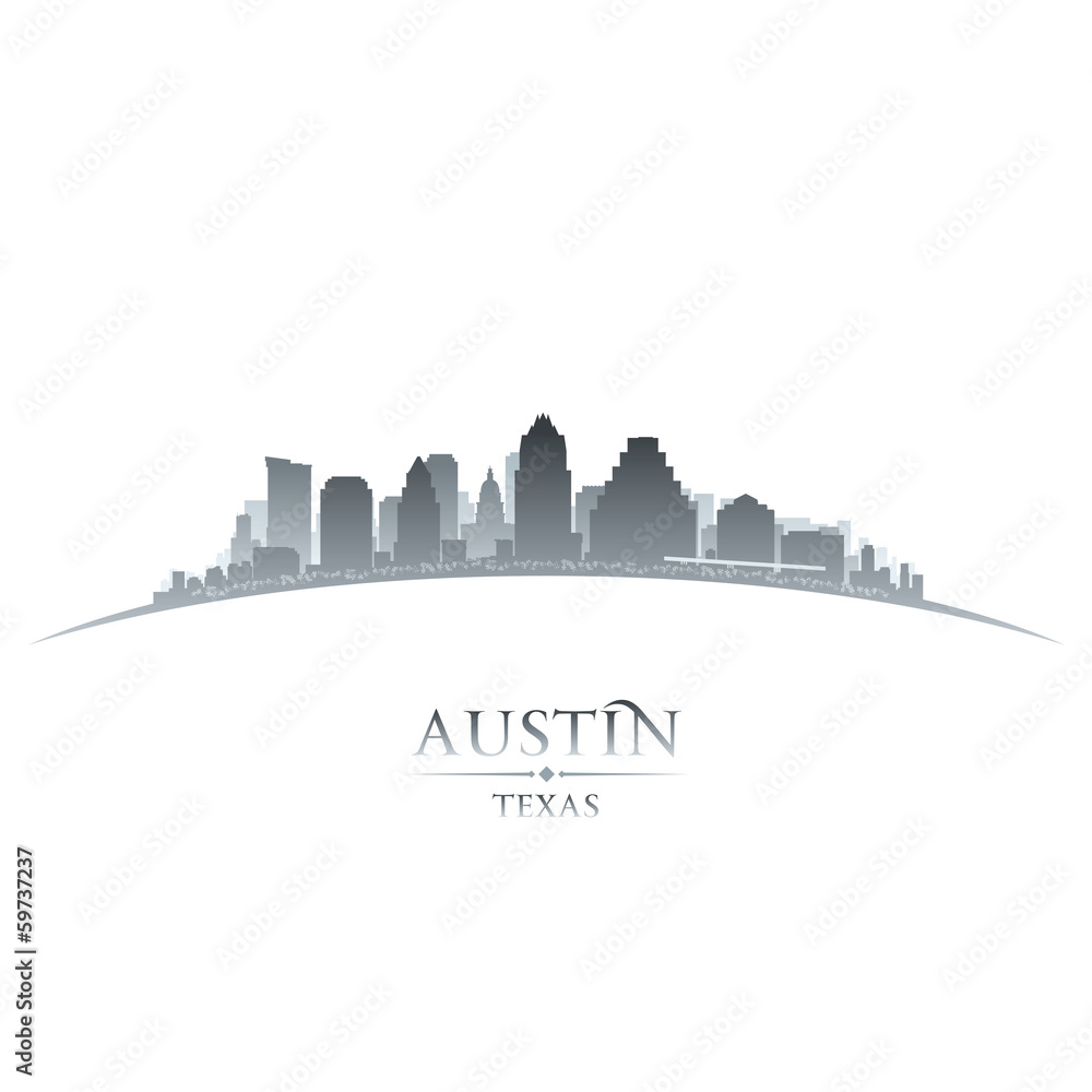 Fototapeta premium Austin Texas city skyline silhouette white background