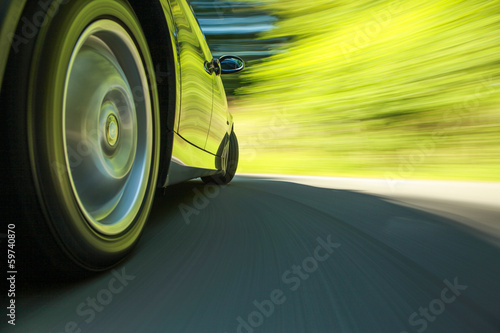 Car speeding.