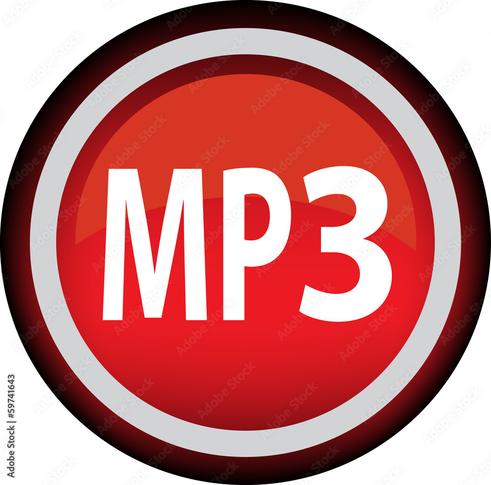 Круглый векторный значок с надписью MP3