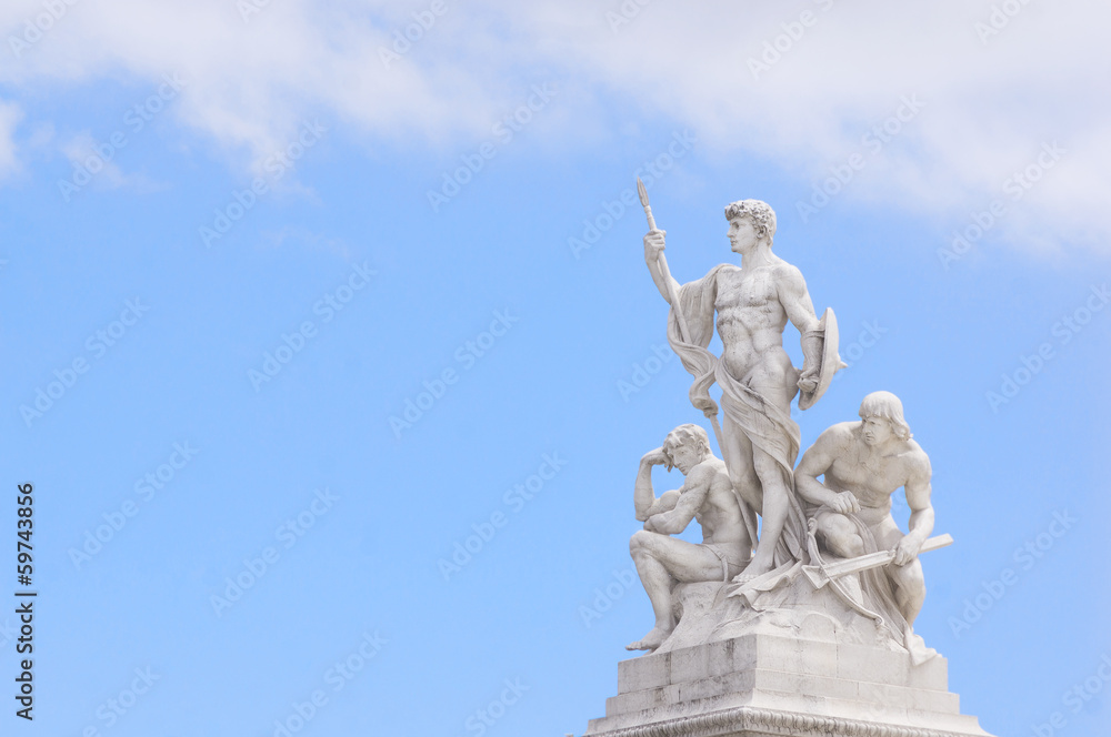 three men statue at  National Monument of Victor Emmanuel II