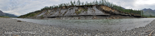 Panorama of a mountain river.