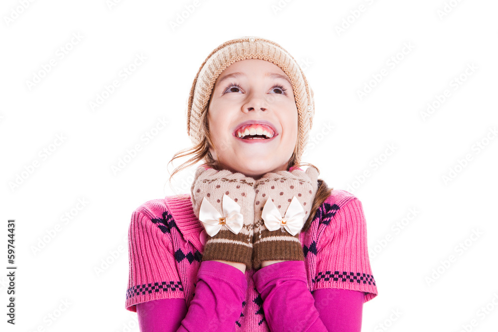 Portrait of cute little girl looking up Portrait of cute little girl looking up