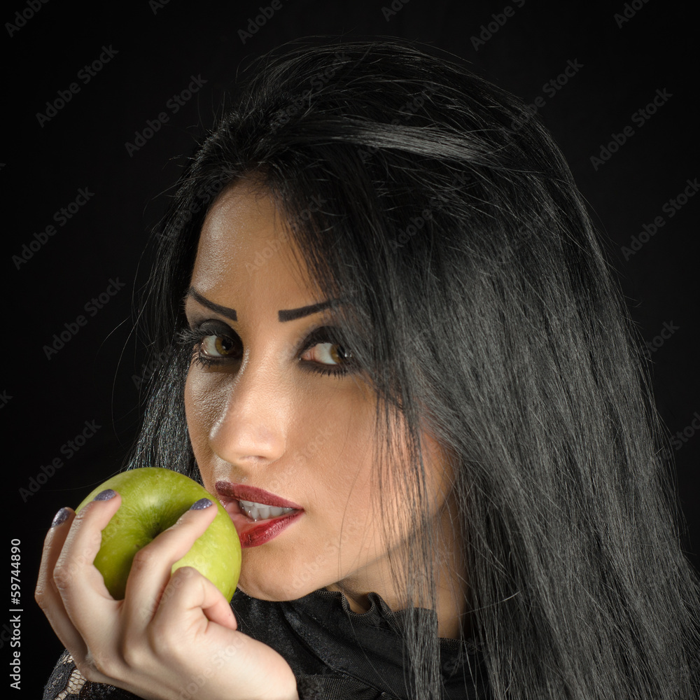 Seductive Woman Holding Green Apple Seductive Woman Holding Green Apple