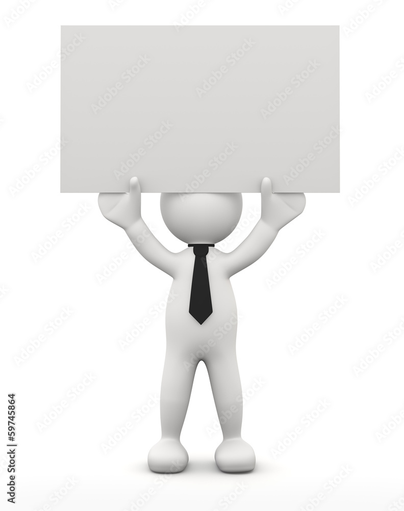 omino bianco con cartello Stock Illustration