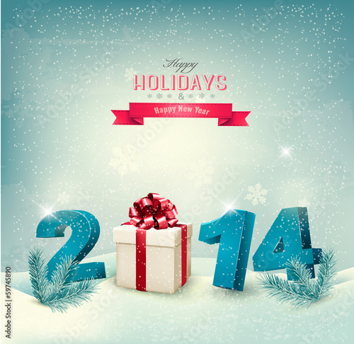 Happy new year 2014! New year design template Vector illustratio