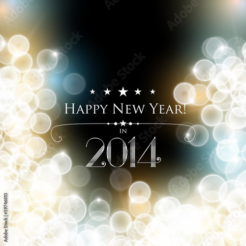 Happy New Year background with blurred flickering lights