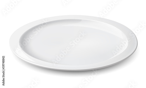 Fotografie, Obraz Empty plate isolated on a white. Vector illustration