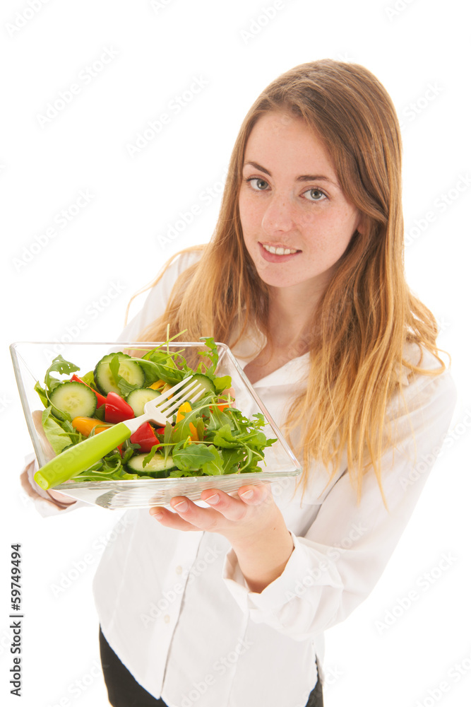 Woman with fresh salad for diet Woman with fresh salad for diet