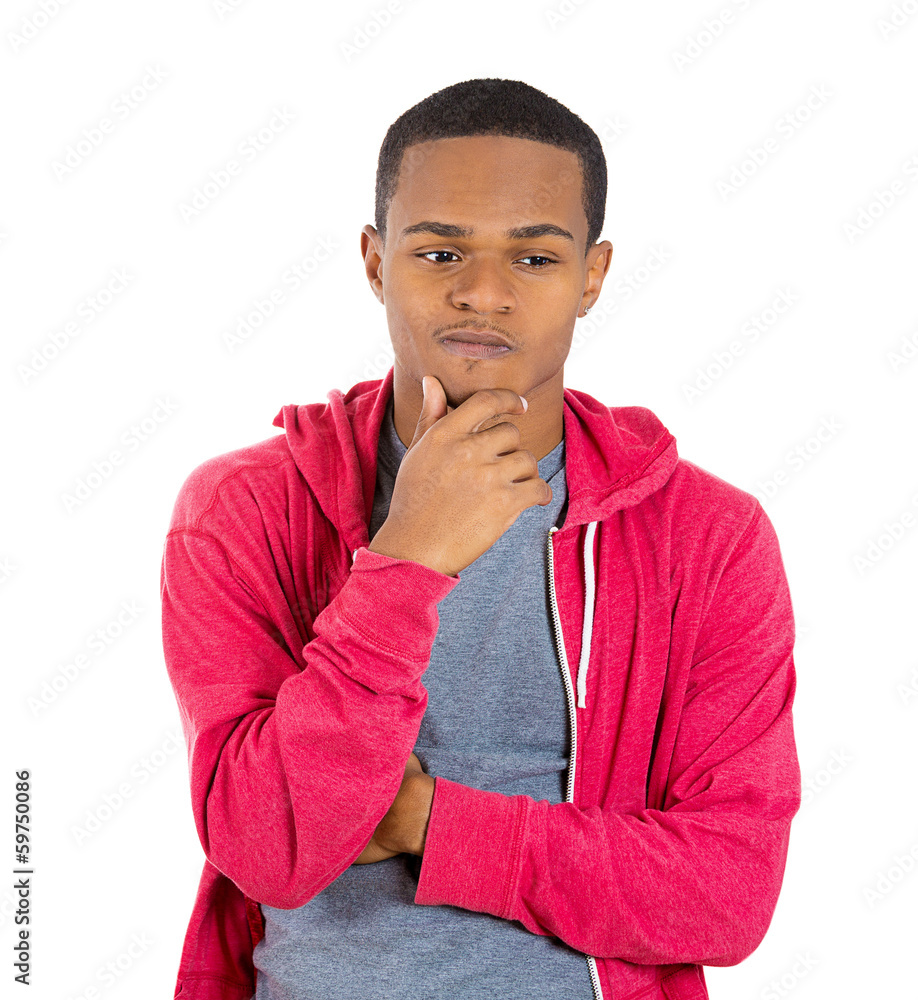 portrait skeptical young man looking confused puzzled suspicious portrait skeptical young man looking confused puzzled suspicious