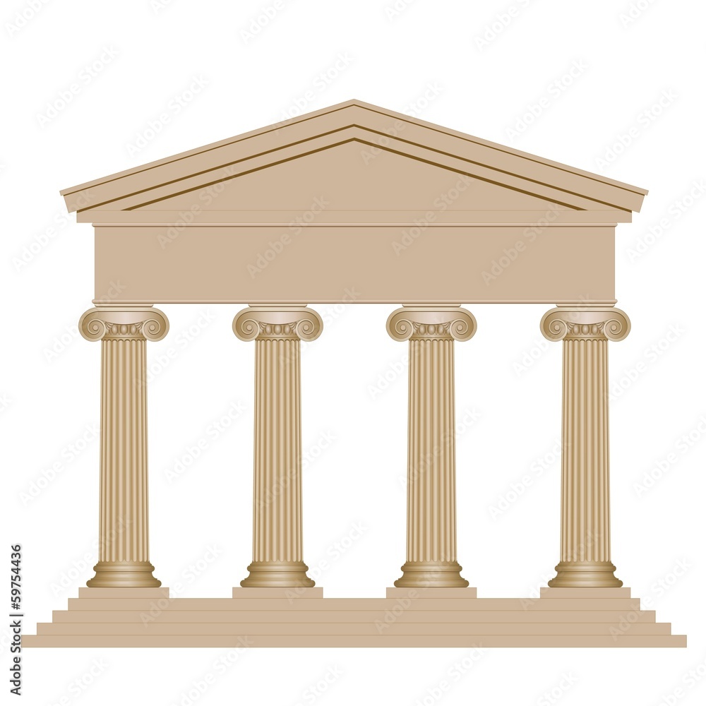 Façade d’un temple avec colonnes ioniques Façade d’un temple avec colonnes ioniques