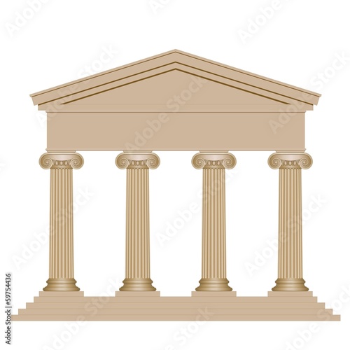 Façade d’un temple avec colonnes ioniques