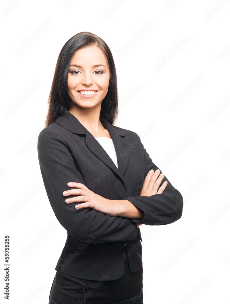 A young and smart businesswoman in formal clothes on white A young and smart businesswoman in formal clothes on white