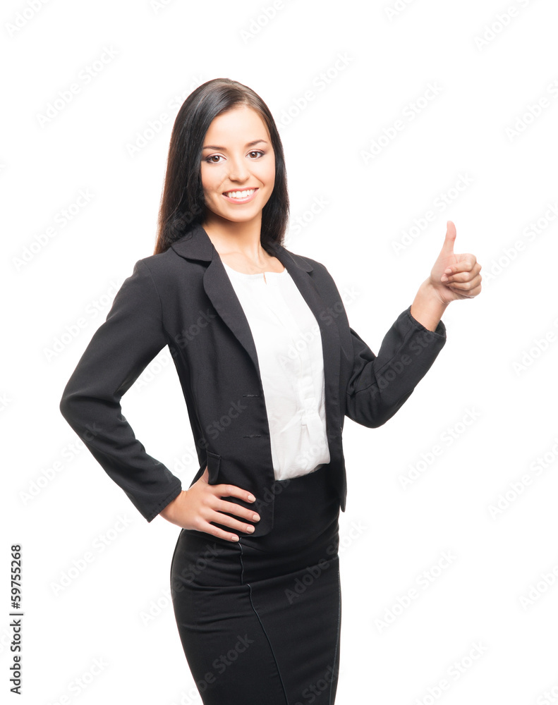 A young and beautiful business woman isolated on white A young and beautiful business woman isolated on white