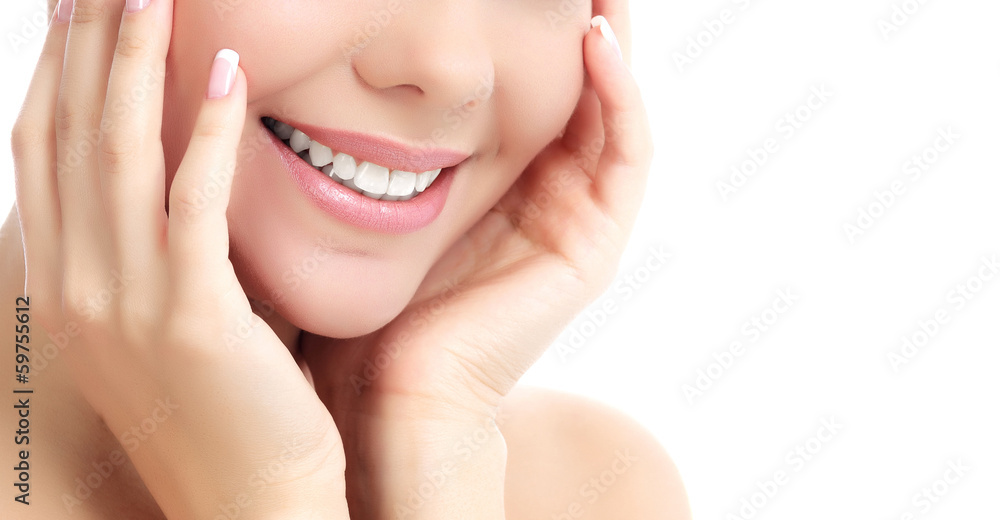 Fototapeta premium Cheerful female with fresh clear skin