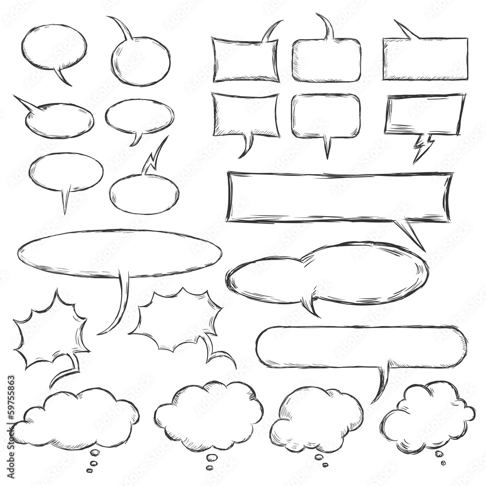 Fototapeta premium vector talk and think vector sketch bubbles