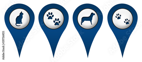Fototapeta Naklejka Na Ścianę i Meble -  Cat Dog Paws Location Icons